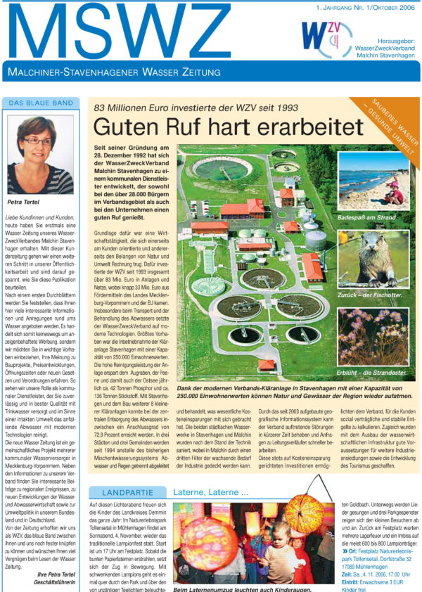 Wasserzeitung 10/2006 » WasserZweckVerband­ Malchin Stavenhagen