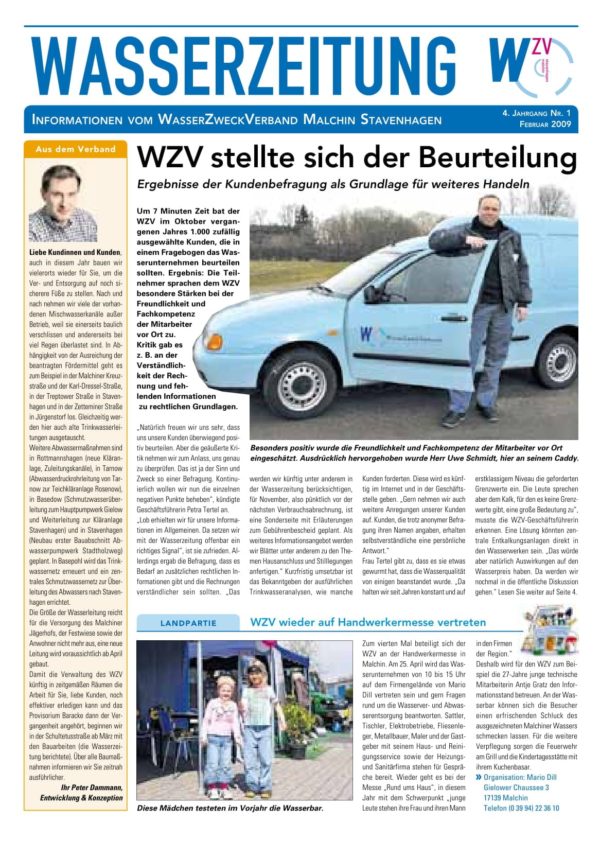 Wasserzeitung 01/2009 » WasserZweckVerband­ Malchin Stavenhagen
