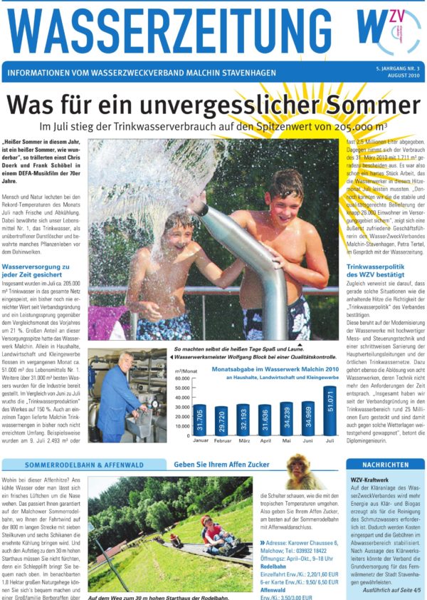 Wasserzeitung 03/2010 » WasserZweckVerband­ Malchin Stavenhagen