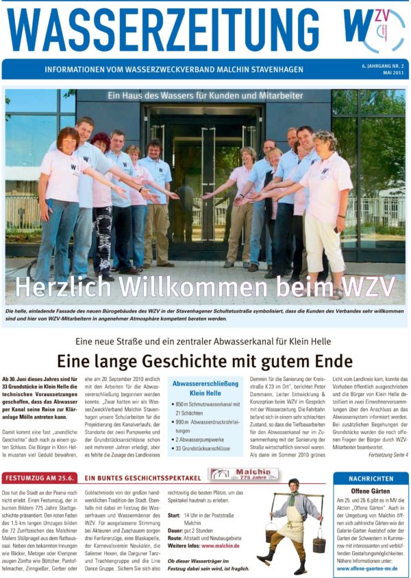 Wasserzeitung 02/2011 » WasserZweckVerband­ Malchin Stavenhagen