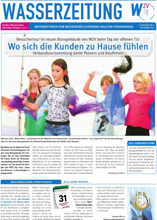 Wasserzeitung 04/2011 » WasserZweckVerband­ Malchin Stavenhagen