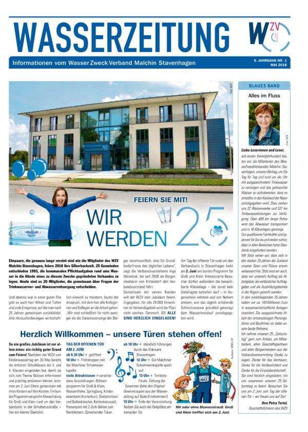 Wasserzeitung 05/2018 » WasserZweckVerband­ Malchin Stavenhagen