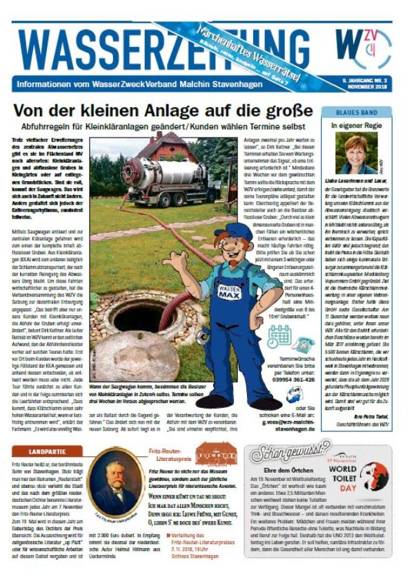 Wasserzeitung 11/2018 » WasserZweckVerband­ Malchin Stavenhagen