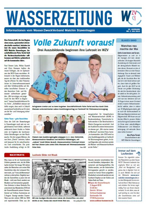 Wasserzeitung 07/2019 » WasserZweckVerband­ Malchin Stavenhagen