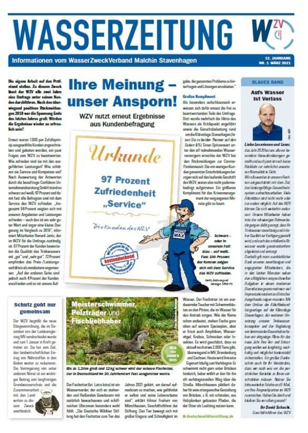 Wasserzeitung 03/2021 » WasserZweckVerband­ Malchin Stavenhagen