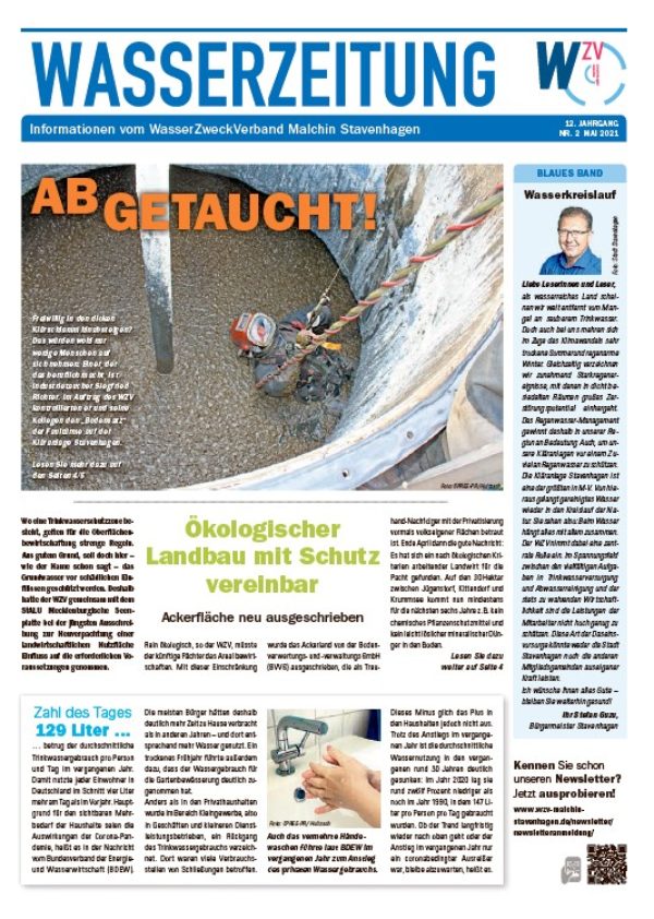 Wasserzeitung 05/2021 » WasserZweckVerband­ Malchin Stavenhagen