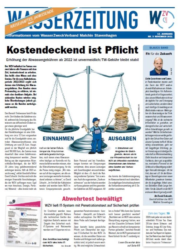 Wasserzeitung 11/2021 » WasserZweckVerband­ Malchin Stavenhagen