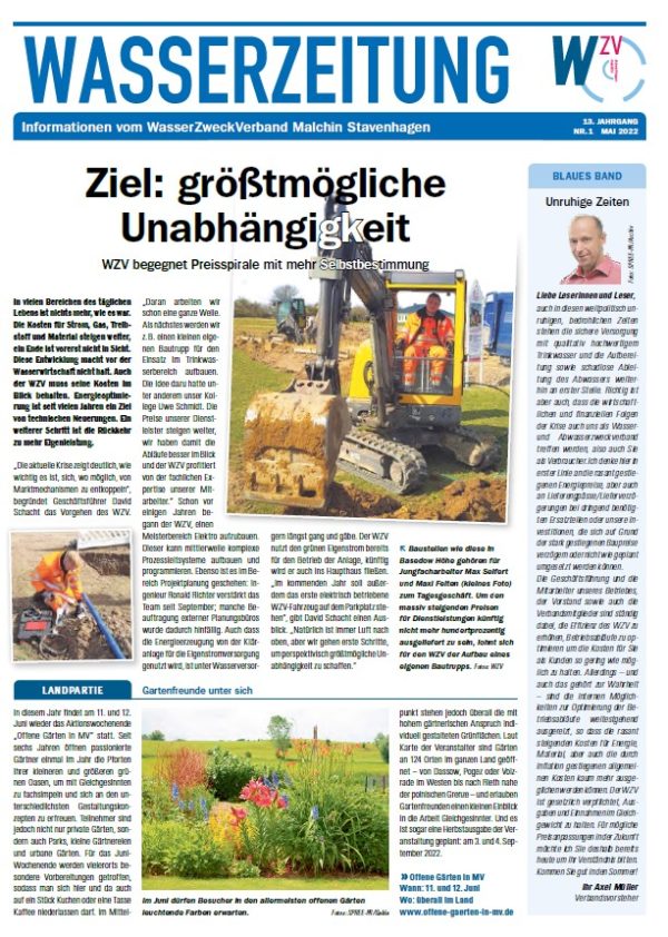 Wasserzeitung 05/2022 » WasserZweckVerband­ Malchin Stavenhagen